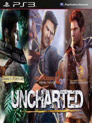 3 JUEGOS EN 1 Uncharted El Tesoro de Drake Mas Uncharted 2 El reino de los ladrones Mas Uncharted 3 La traición de Drake Edición Juego del Año PS3